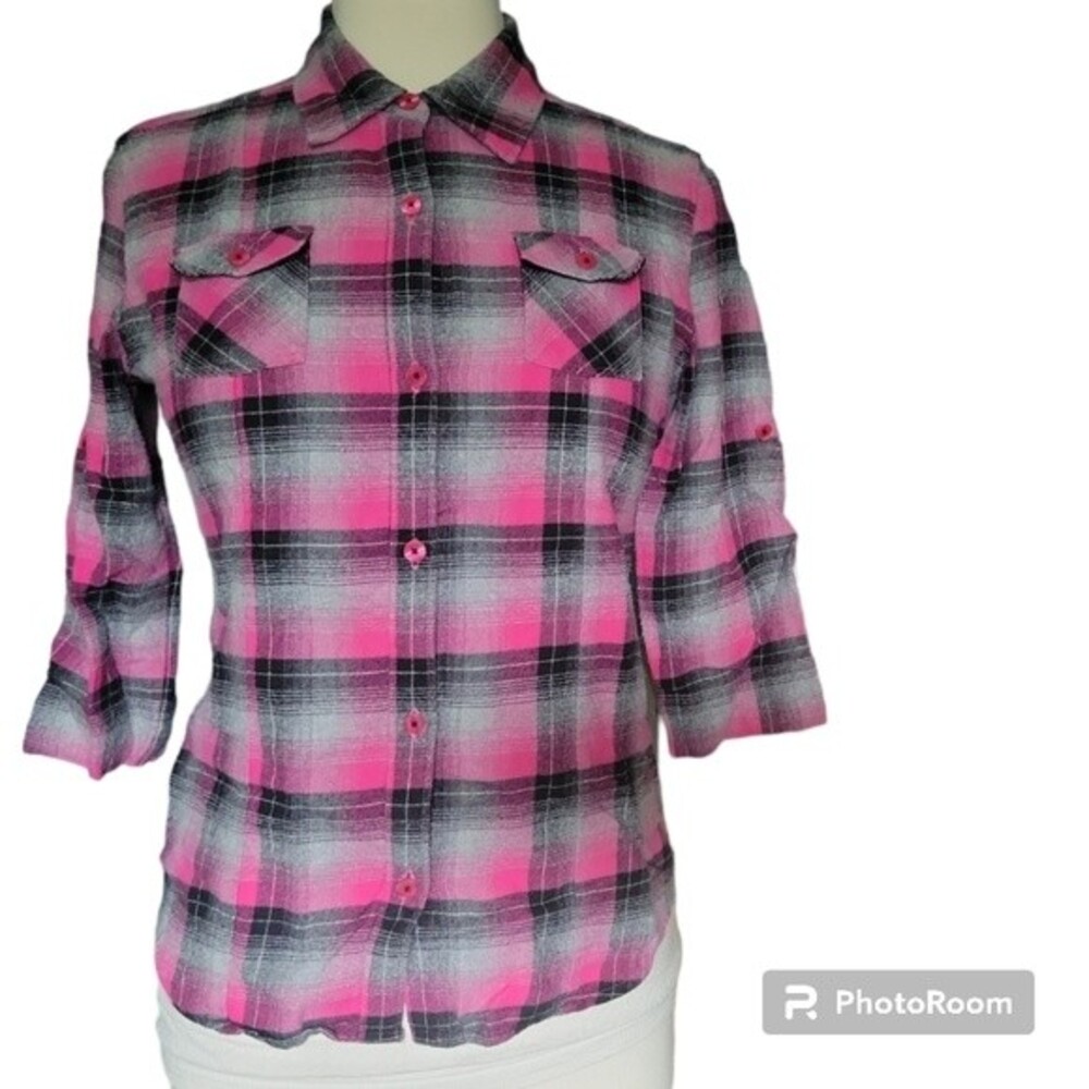 VANS Pink Plaid Button Down Shirt - M